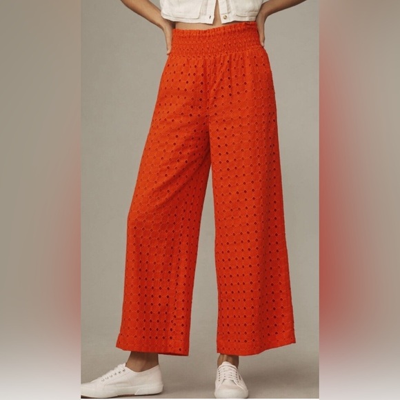 Anthropologie Pants - Maeve by  Anthropology Vibrant Orange Wide-Leg Pants size: Medium